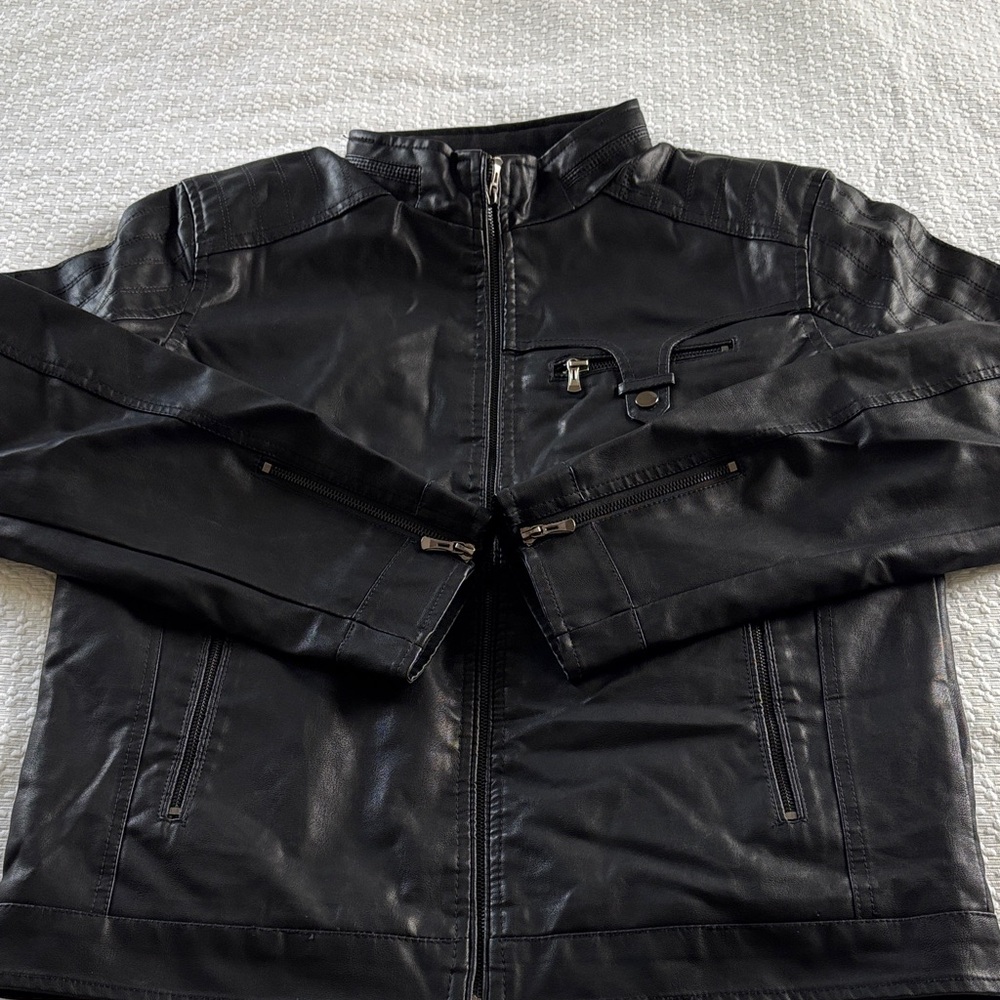 Men's Black retro, fleece, lined jacket, polyester,